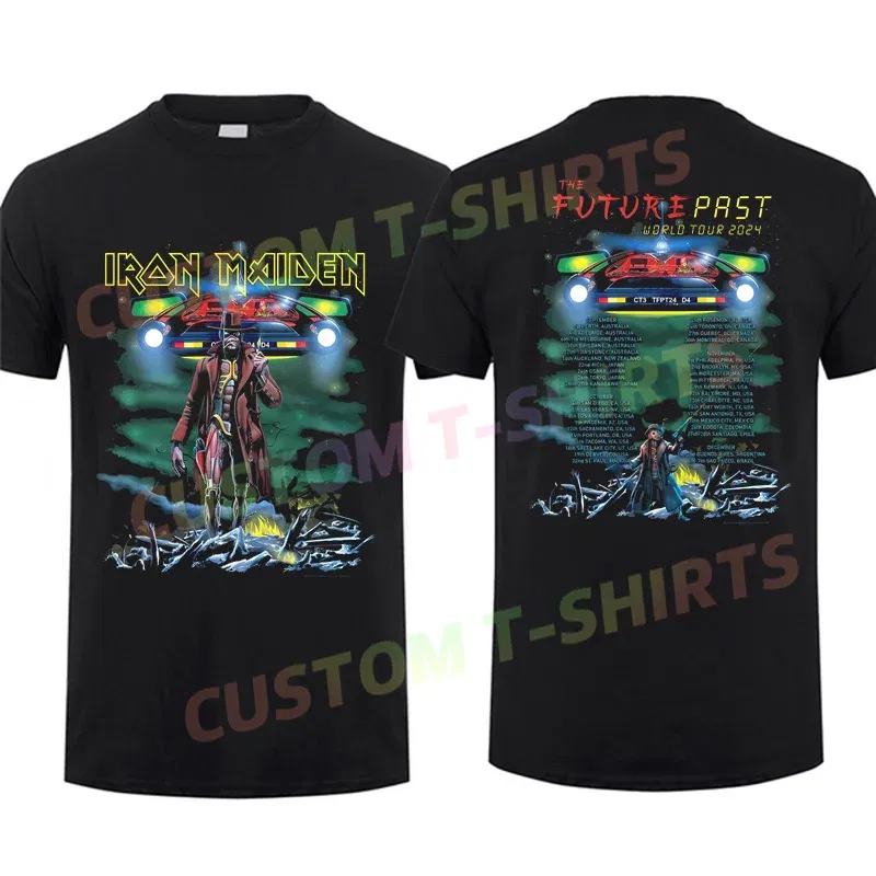Color: Blue, Size: L - 2024 Men T Shirt Casual Iron The Future Past 2024 Tour Maidens T-shirt Graphic Summer Short Sleeves 100% Cotton S-3XL Cool Tee