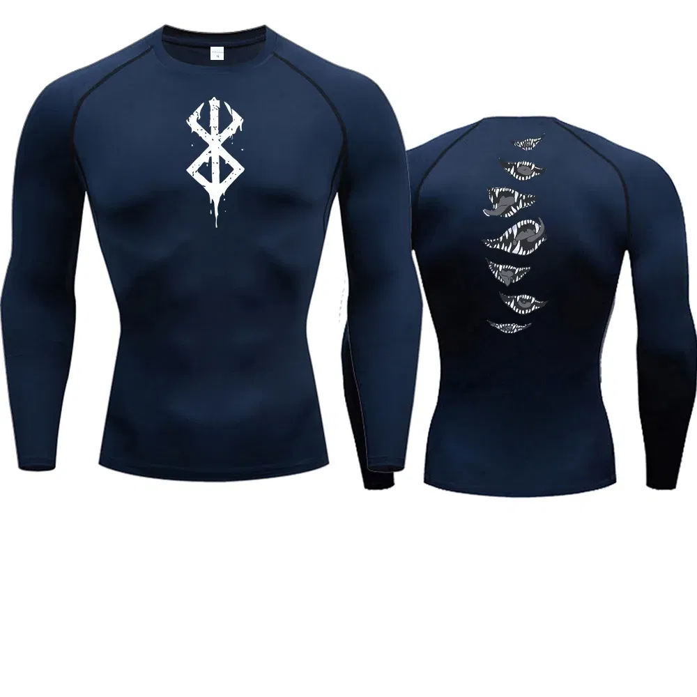 Color: Lavender, Size: XXL - 2024Anime Berserk Guts Men's Compression Shirt Fitness Sport Running Tight Gym TShirts Athletic Quick Dry Tops Tee Summer