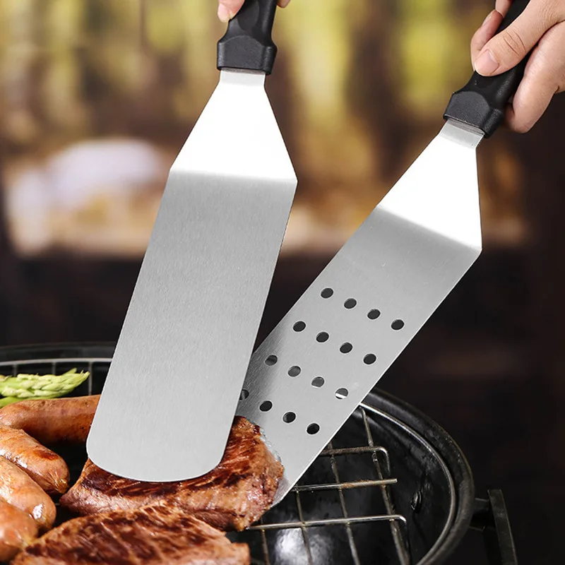 Color: Silver - Kitchen Stainless Steel Scraper Cooking Spatula Barbecue Spatula Plate Barbecue Spatula Hamburger Spatula Cooking Utensils