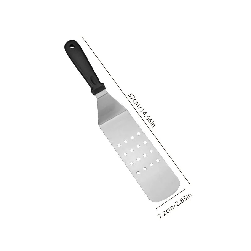 Color: Silver - Kitchen Stainless Steel Scraper Cooking Spatula Barbecue Spatula Plate Barbecue Spatula Hamburger Spatula Cooking Utensils