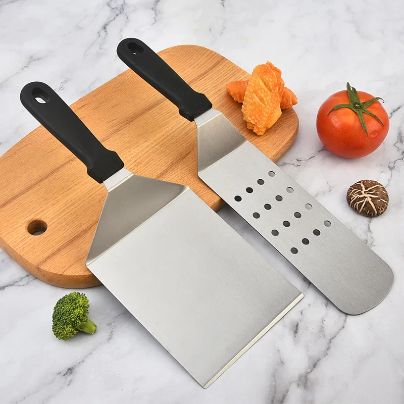 Color: Silver - Kitchen Stainless Steel Scraper Cooking Spatula Barbecue Spatula Plate Barbecue Spatula Hamburger Spatula Cooking Utensils