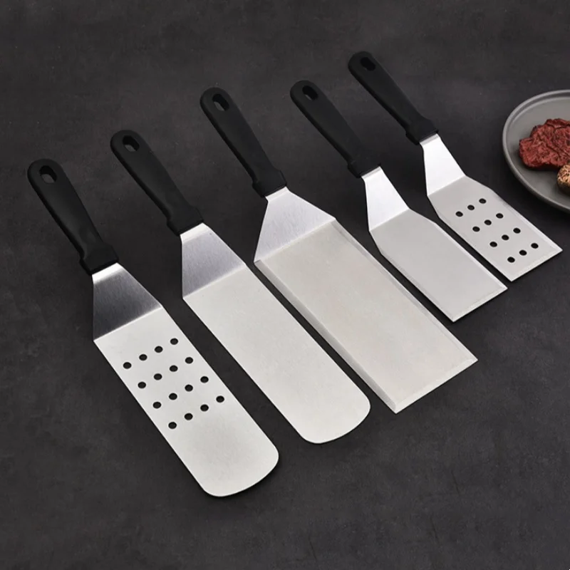 Color: Silver - Kitchen Stainless Steel Scraper Cooking Spatula Barbecue Spatula Plate Barbecue Spatula Hamburger Spatula Cooking Utensils