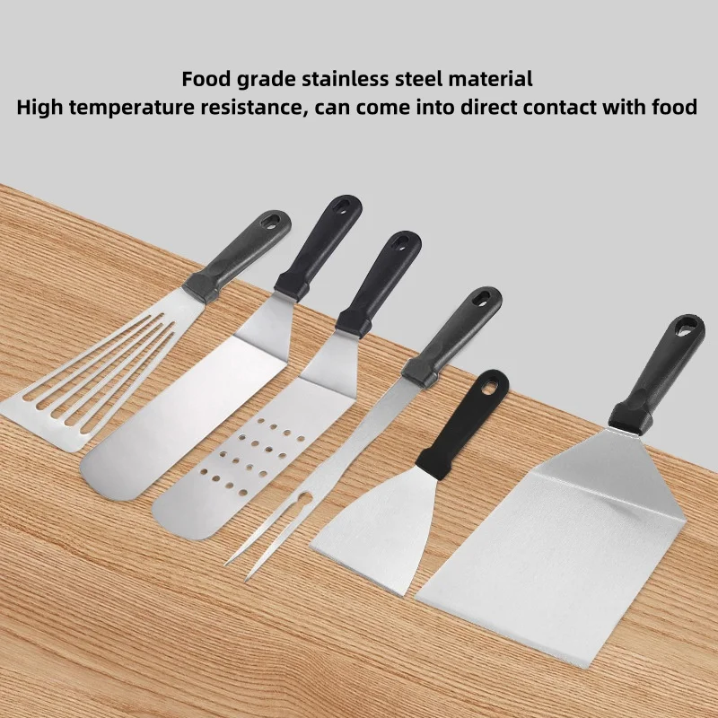 Color: Silver - Kitchen Stainless Steel Scraper Cooking Spatula Barbecue Spatula Plate Barbecue Spatula Hamburger Spatula Cooking Utensils