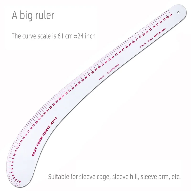 Color: Light Grey - Empire sewing ruler and French curve, used for pattern making drafting, transparent plastic fashion designer ruler pieces assemb