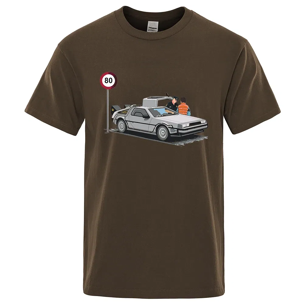 Color: Khaki, Size: L - I Was Caught Speeding Funny Printed T-Shirts Men Fashion Casual Short Sleeves Loose Oversized T Shirt Breathable Cotton Tees