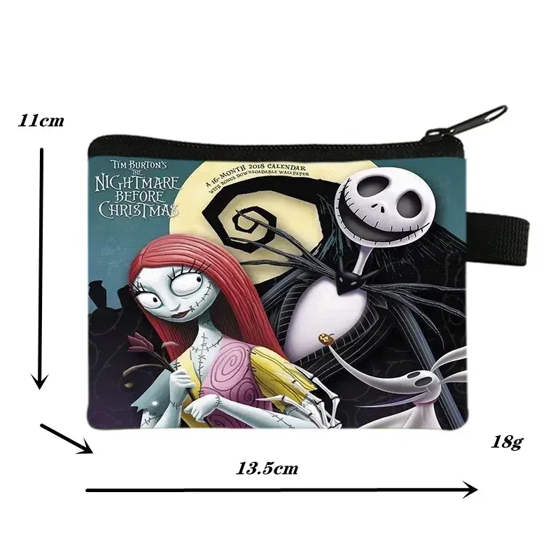 Color: black - The Nightmare Before Christmas Coin Purse Female Wallets Portable ID Card Holders Children's Key Storage Bag Birthday Gifts