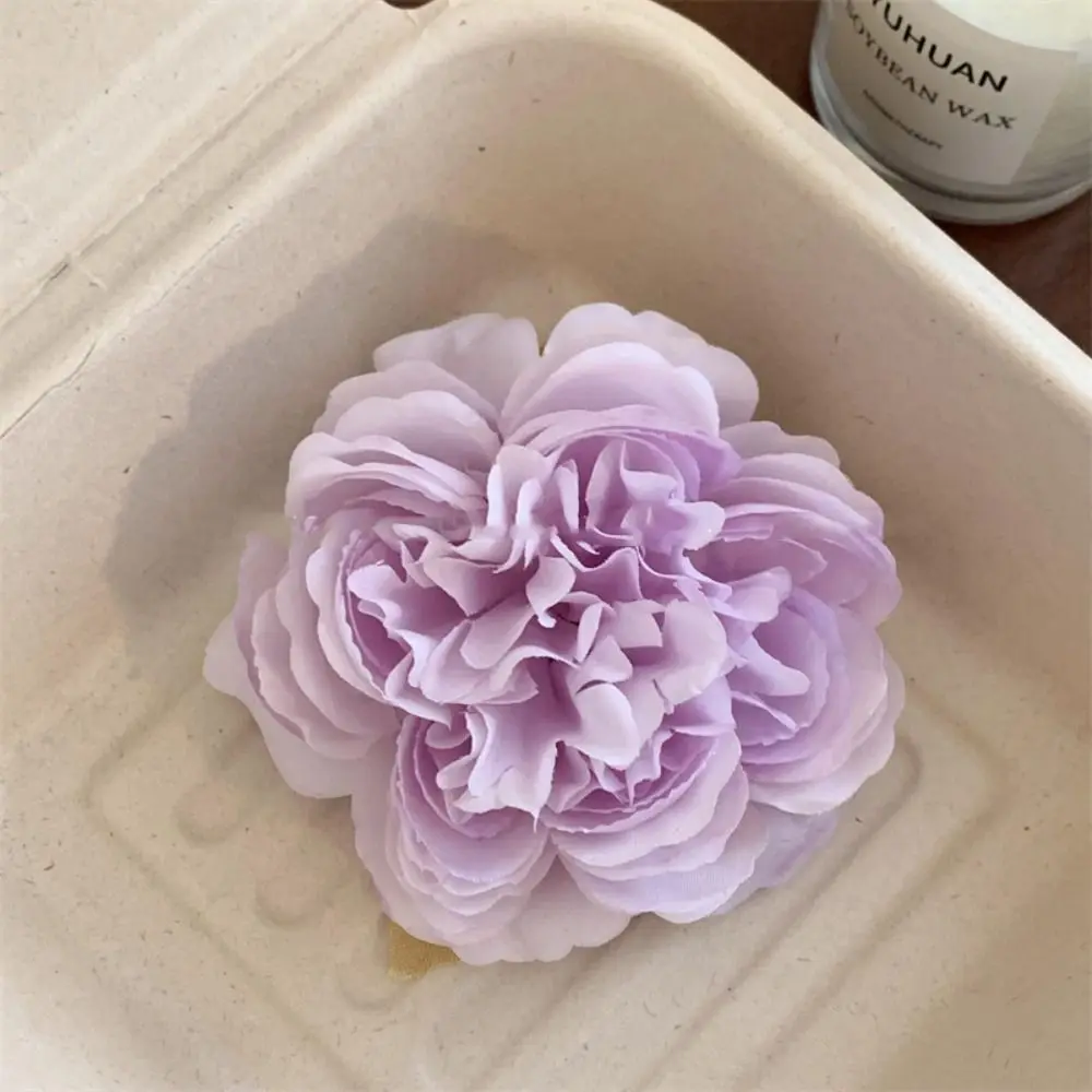 Color: Yellow - Purple Flower Hair Clip Cute Sweet Hairpin Seaside Vacation Beach Photography Headwear Hair Accessories