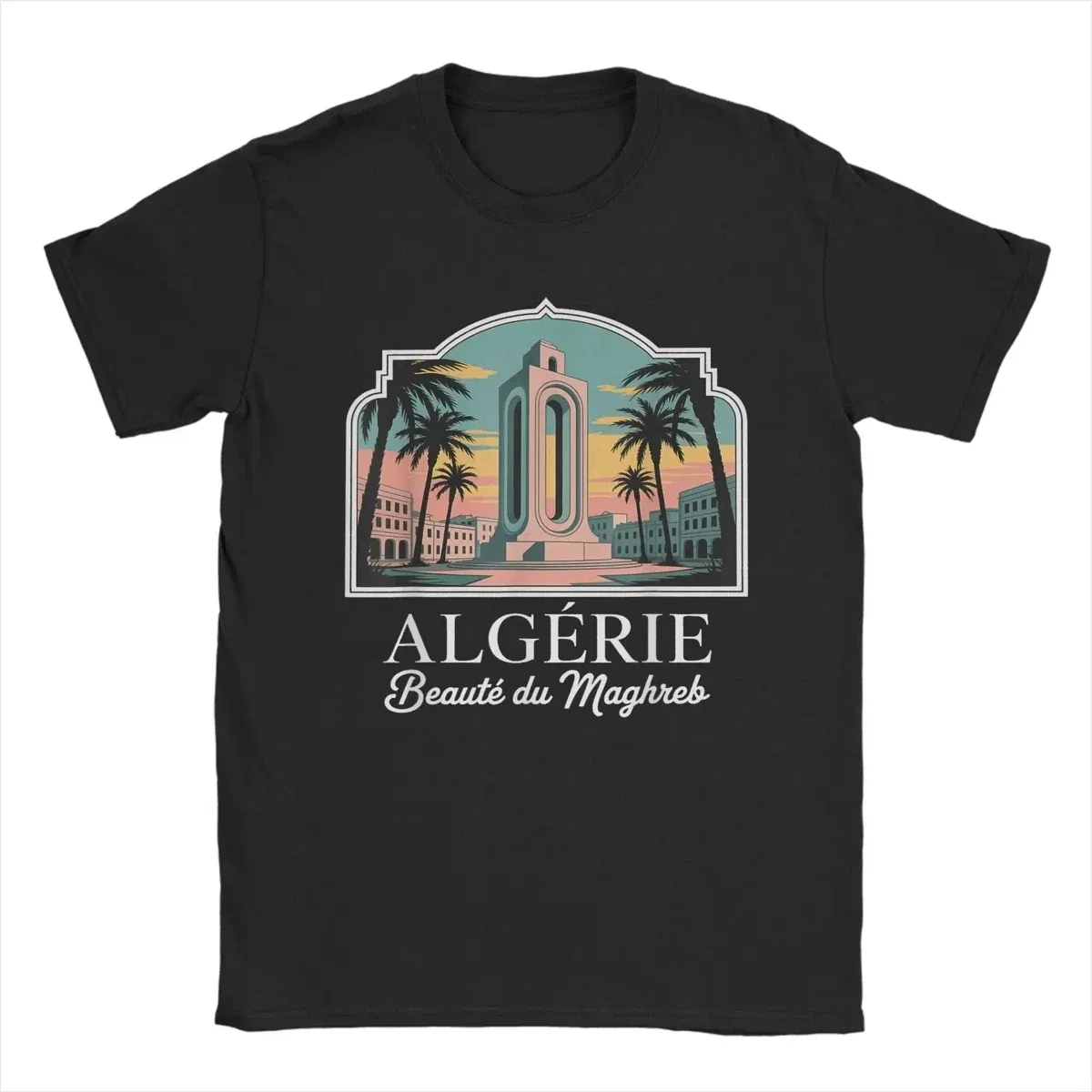 Color: Turquoise, Size: XXXL - Men Algeria DZ City Algerian T Shirts Africa Arab Pure Cotton Clothes Hipster Short Sleeve Crewneck Tees Gift Idea T-Shirt