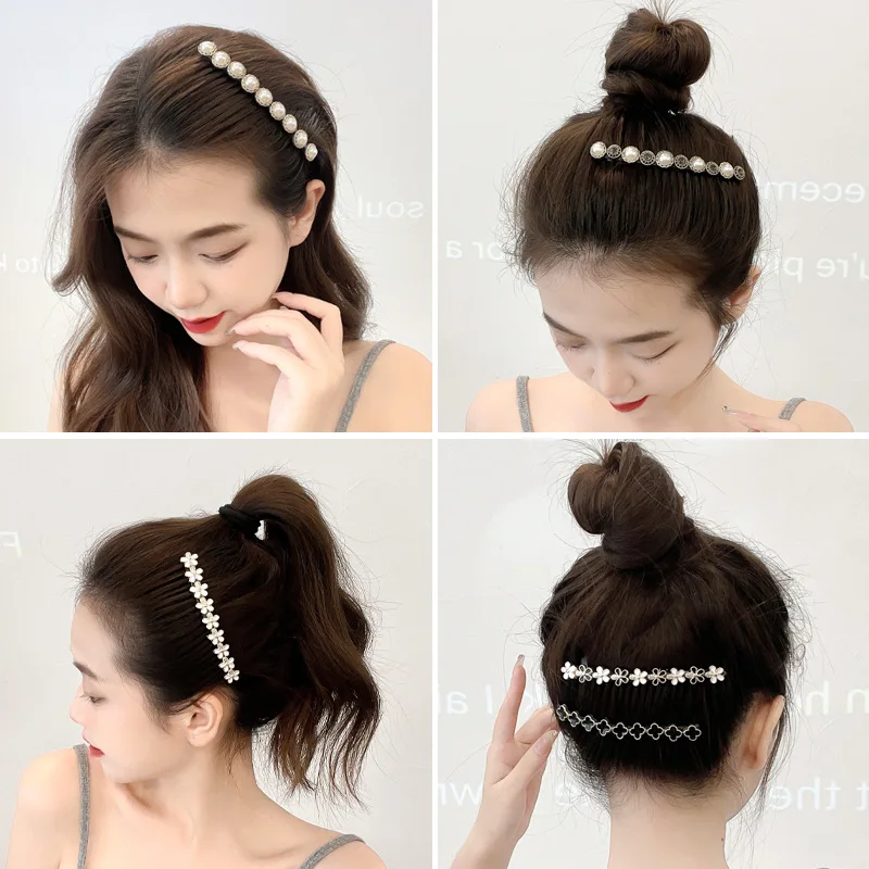 Color: Pink, Ships From: CHINA - 1PC Fashion Women Hairpins Rhinestone Pearl Hair Combs Clip Claw For Woman Barrettes Hair Maker Bun Hair Accessories Headwear