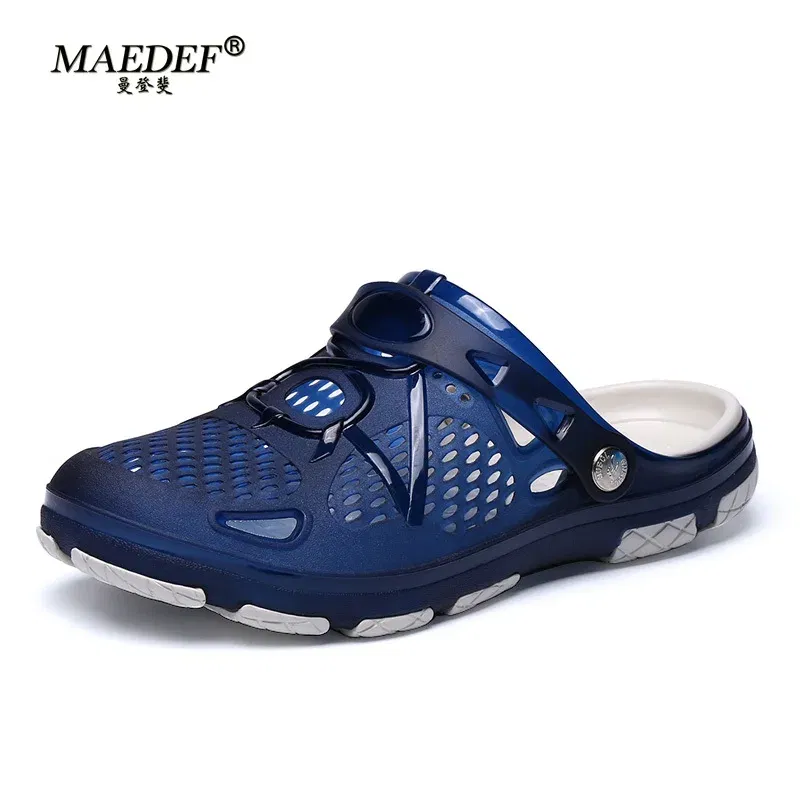 Color: Blue, Shoe Size: 40 - MAEDEF Fashion Men Slippers Summer Waterproof Beach Slippers Hot Sale Casual House Bathroom Slides Non Slip Outdoor Men's Shoes