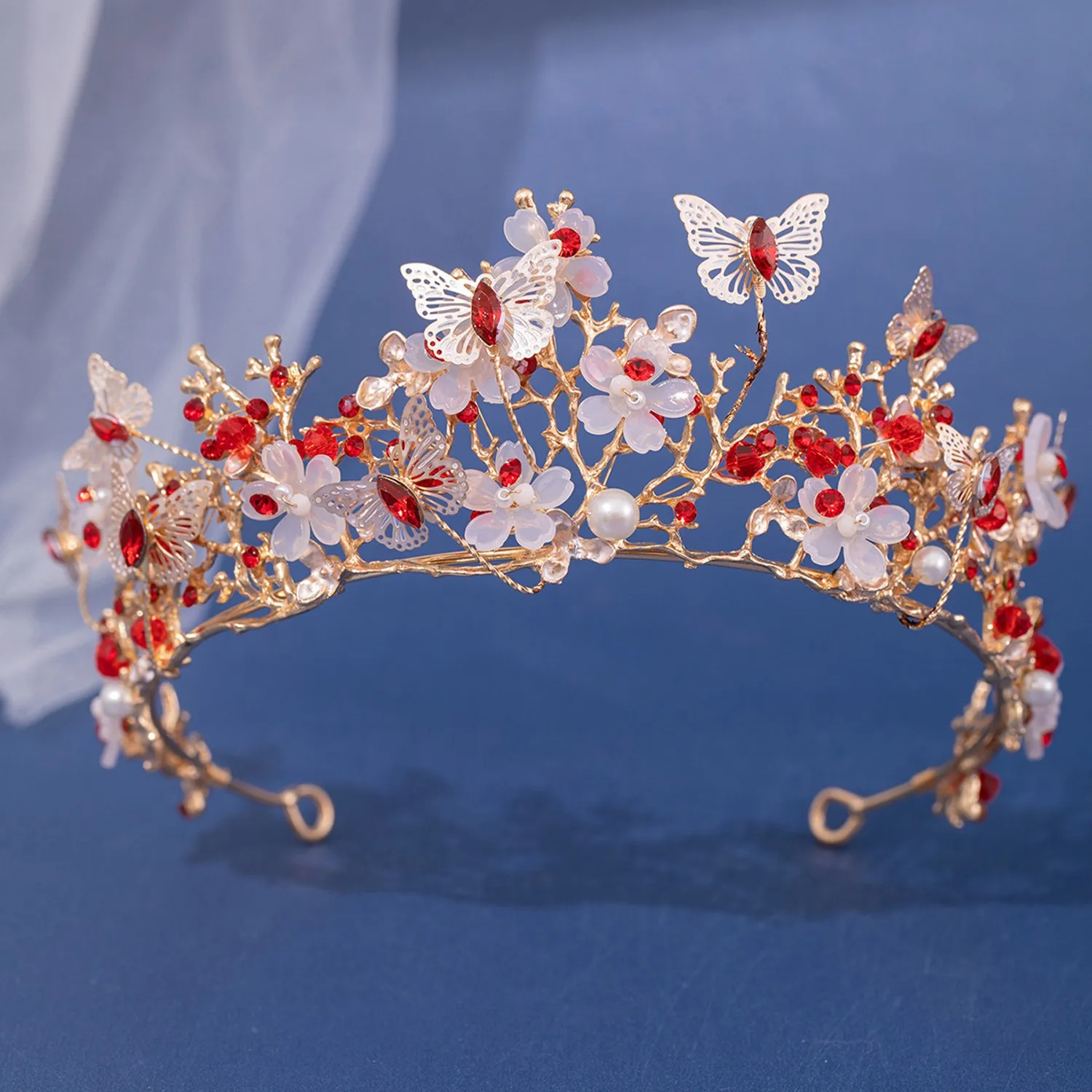 Metal color: Gold-color - Baroque Silver Color Purple Crystal Butterfly Bridal Tiaras Crowns Headpiece Rhinestone Pageant Diadem Wedding Hair Accessories