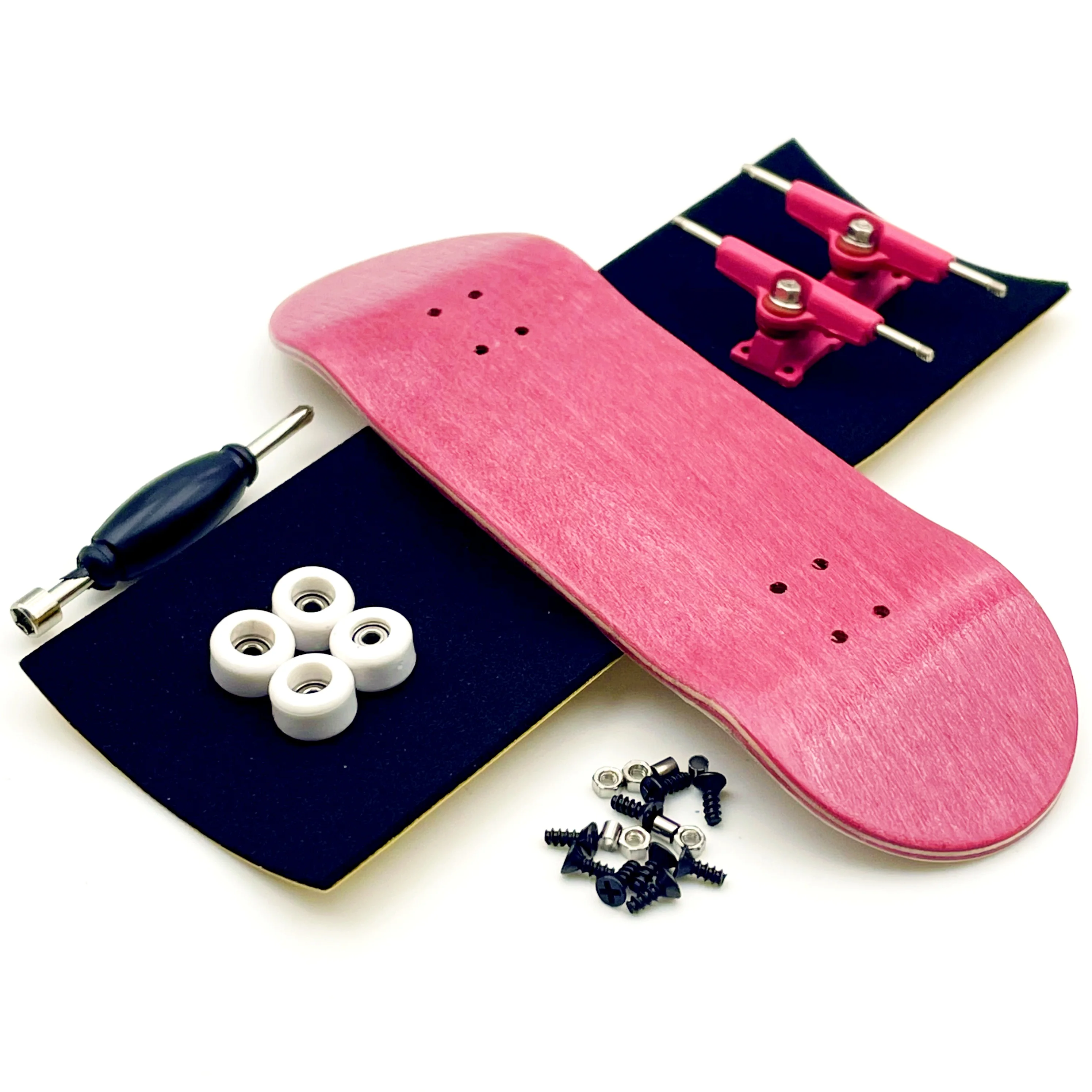 Color: Brown - 32mm Fingerboard Set with Maple Wooden Deck Metal Trucks Bearing Wheels
