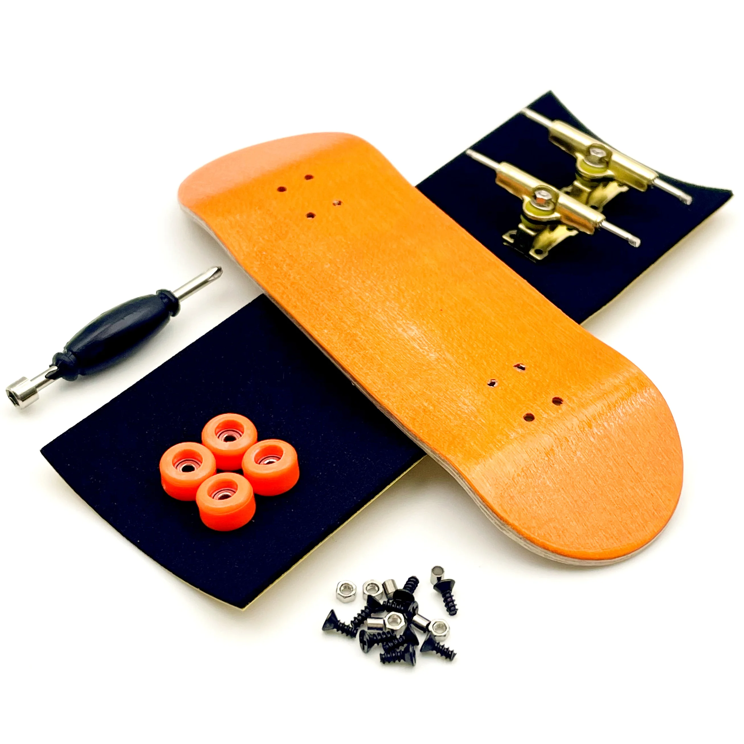 Color: Brown - 32mm Fingerboard Set with Maple Wooden Deck Metal Trucks Bearing Wheels