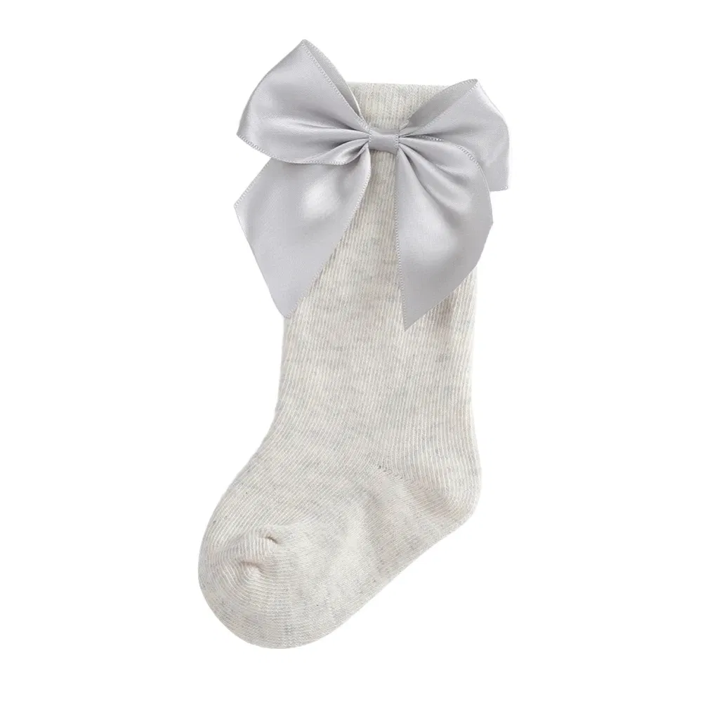 Color: GRAY, Kid Size: 9M, Ships From: CHINA - Jlong Toddler Cotton Solid Color Crew Socks Baby Girls Bow Tie Socks Kids Girls Cute Princess Socks 0-3 Years
