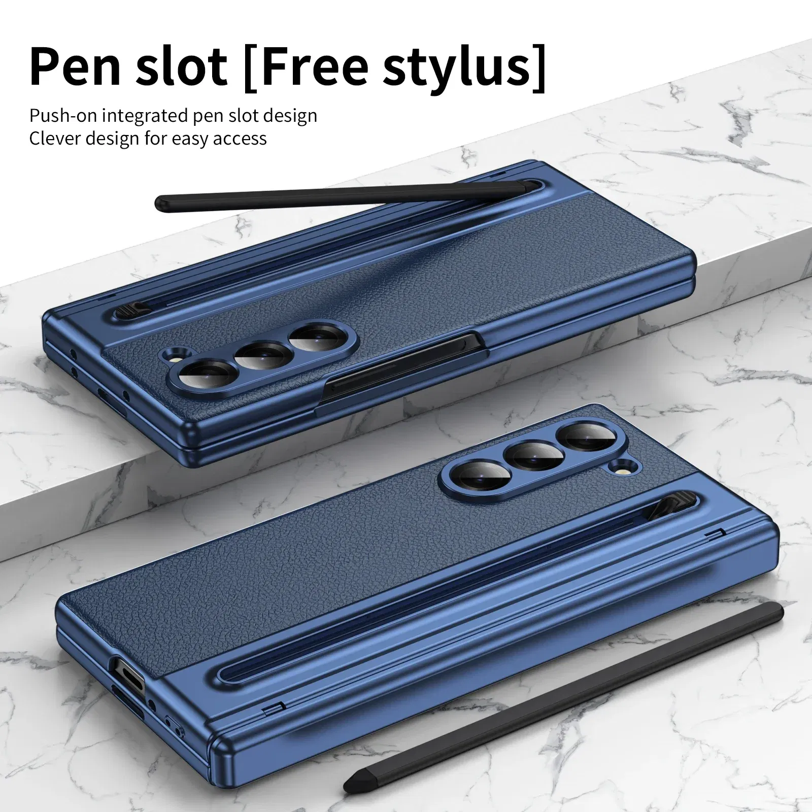 Color: black, Material: CANVAS - With Touch Pen For Samsung Galaxy Z Fold 6 Slim 5 W25 5 4 3 Case Leather Plating Hinge 360 Full Screen Protector Folding Cover
