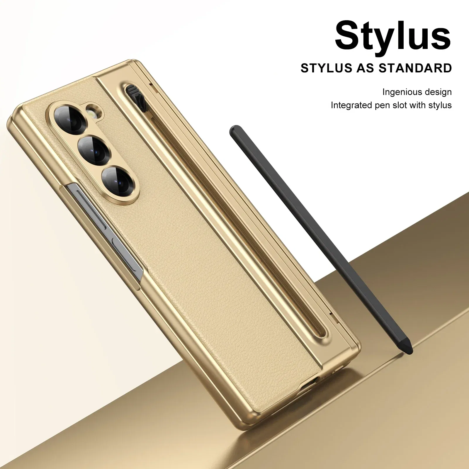 Color: black, Material: CANVAS - With Touch Pen For Samsung Galaxy Z Fold 6 Slim 5 W25 5 4 3 Case Leather Plating Hinge 360 Full Screen Protector Folding Cover