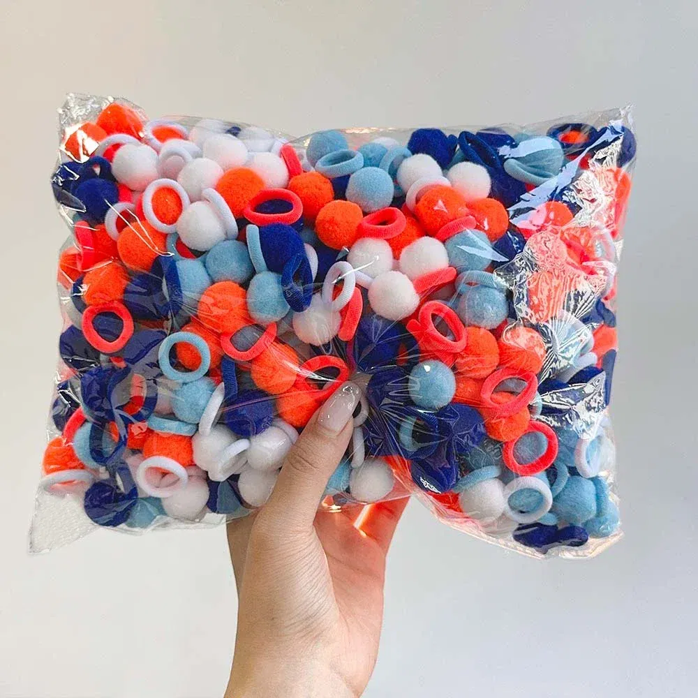 Color: LIGHT GRAY - 10/30Pcs Children Hairbands No Harm Hair Cartoon Towel Rope Ponytail Holder Kids Mini Rubber Band Headwear Girls Halloween Gift