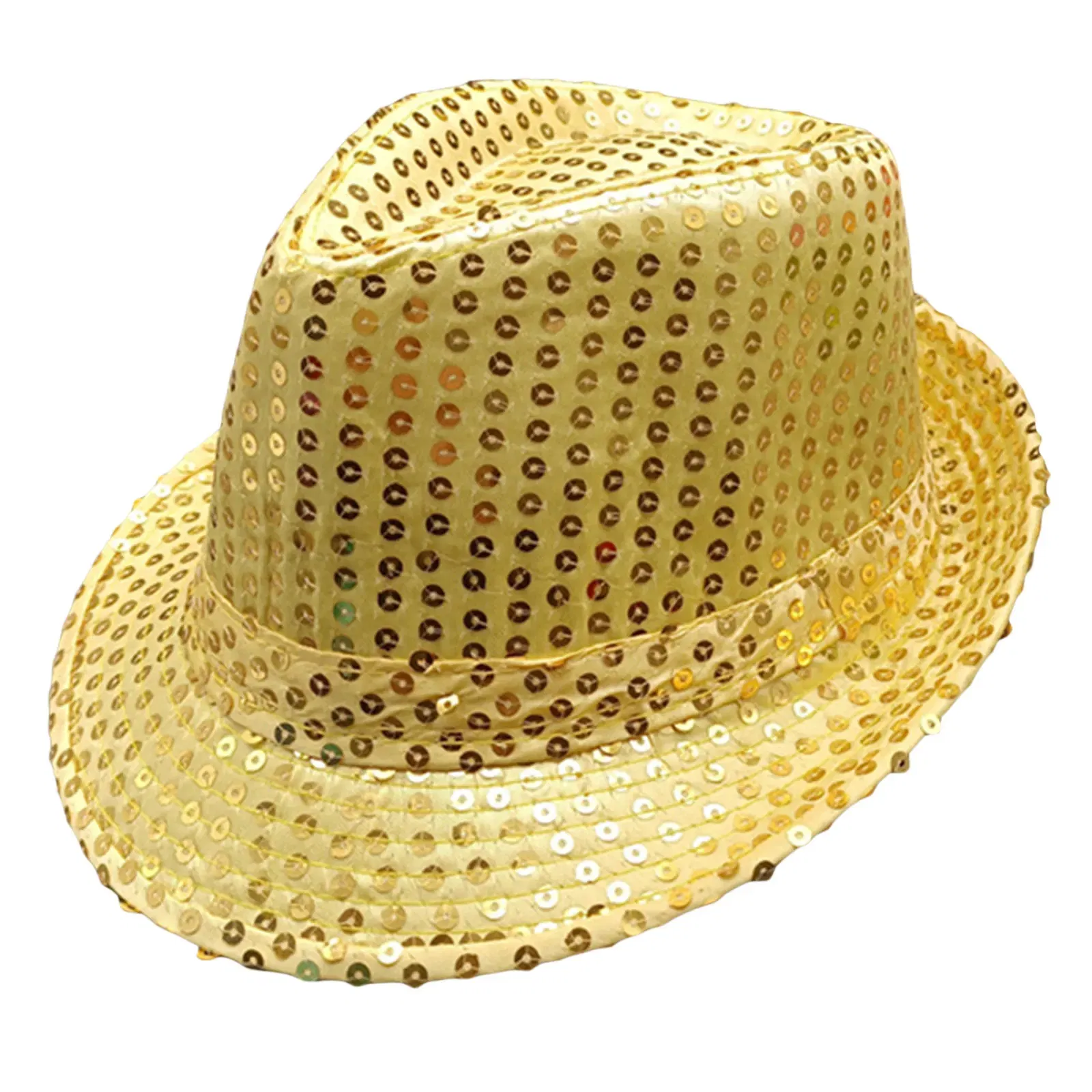 Color: MULTI - 12 Colors Men's Women's Jazz Hat Sequins Retro Disco Funky Glitter Costume Unisex Novelty Christmas Party Prop Charming Hat