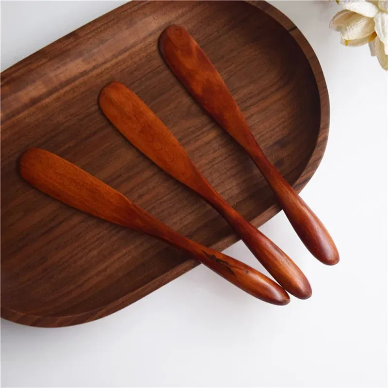 Color: GRAY - Wooden Marmalade Knife Mask Butter Knife Cheese Dessert Jam Tabeware Dinner Breakfast Toast Bread Thick Handle Knife Kichen Tool
