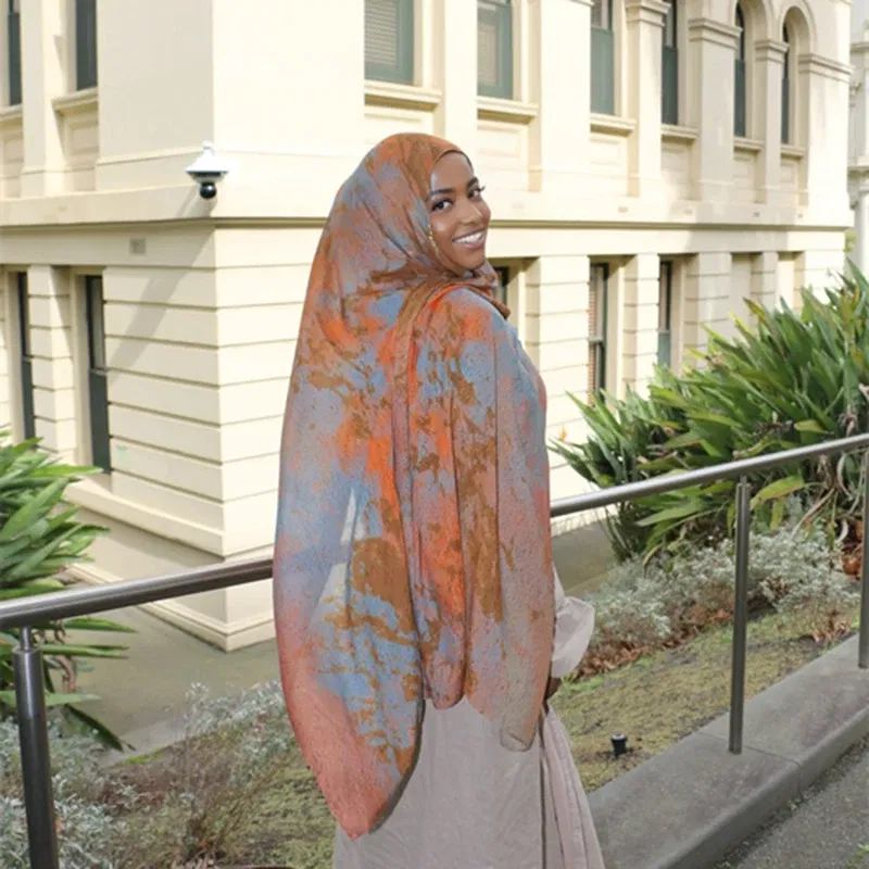 Color: Red - 1Pcs Ramadan Hijab Leopard Print Women Bohemian Watercolor Soft Muslim Hijabs Floral Breathable Shawl Wrap Scarf Headscarf Warm