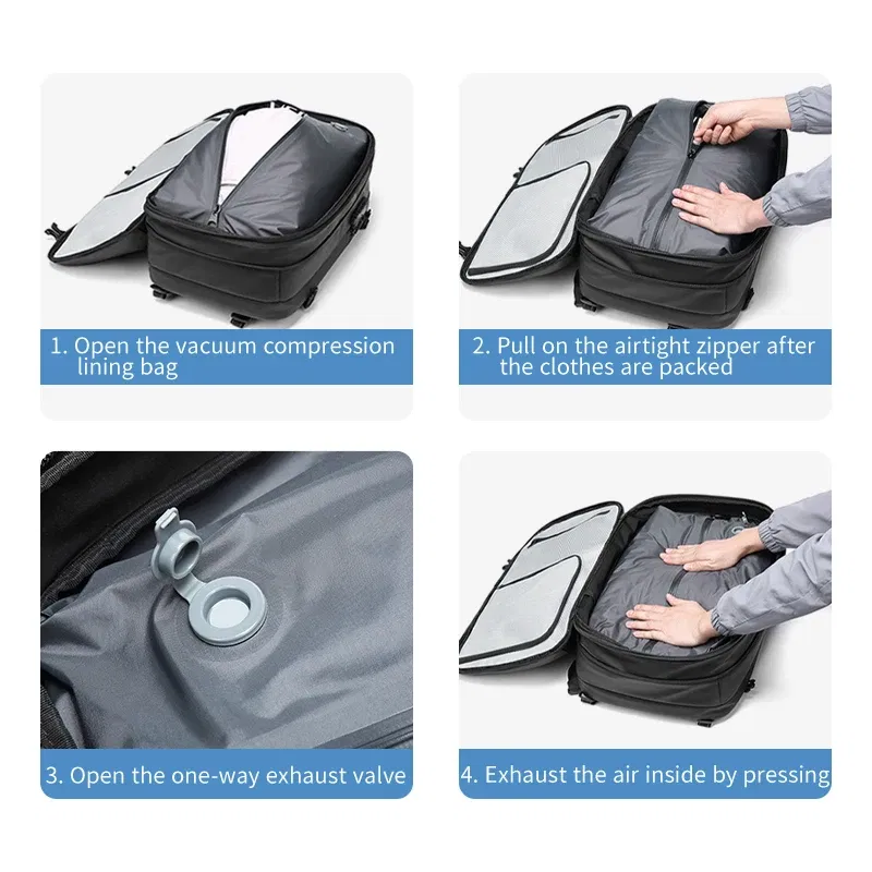 Color: Dark Khaki - Men Travel Backpack vacuum compression 17 inch Laptop Backpack Business Large Capacity school Backpack Expanded Hiking backpack