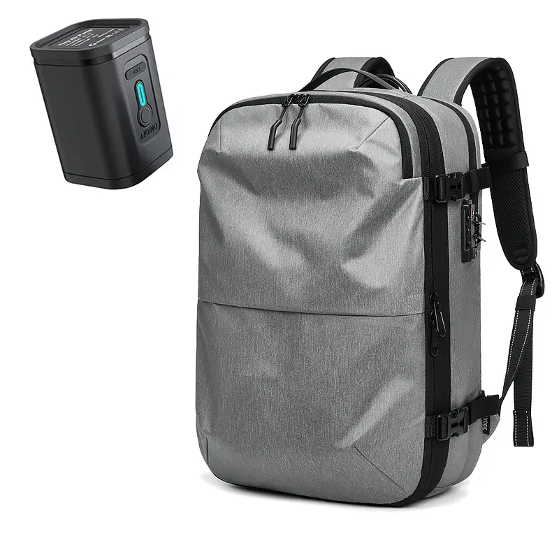 Color: Dark Khaki - Men Travel Backpack vacuum compression 17 inch Laptop Backpack Business Large Capacity school Backpack Expanded Hiking backpack