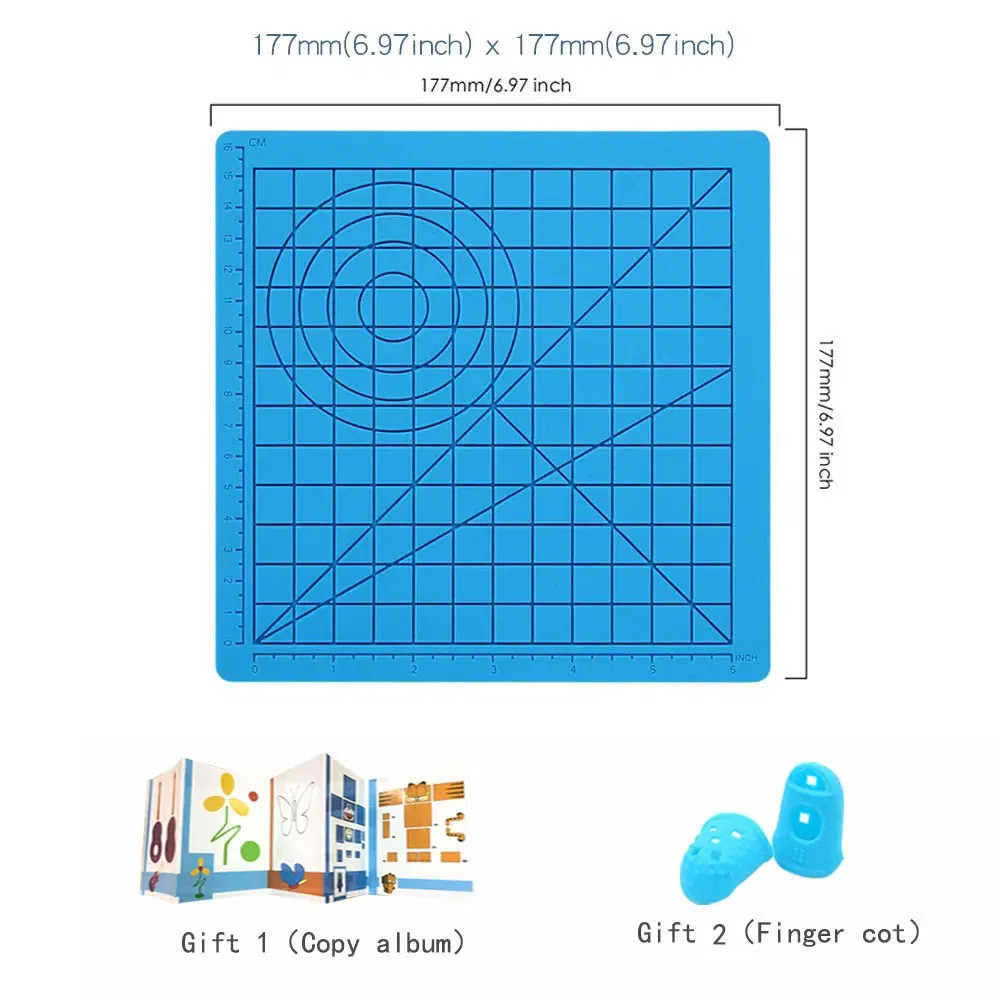 color: WHITE - Silicone Design Rubber Pad for 3D Printing Pen with 2 Finger Protectors Template Drawing Tools for Kids Adults Drawing DIY Tools