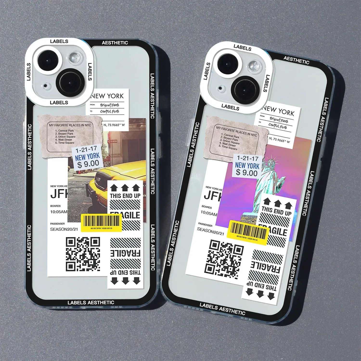 Color: Clear, Material: Other - Mix Labels Aesthetic Stickers Collage Phone Case For iPhone 16 15 14 13 12 11 Pro Max Mini XS X XR SE 7 8 Plus Clear Soft Cover