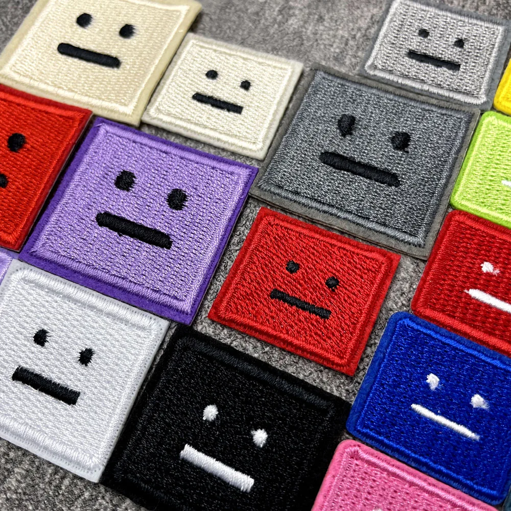 Color: Antique Copper - Square Expression Embroidered Applique Patches Fabric Garment Apparel Clothing Accessories Embroidery Badges Pink Black White