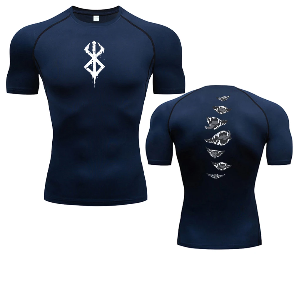 Color: Pink, Size: L - 2024Anime Berserk Guts Men's Compression Shirt Fitness Sport Running Tight Gym TShirts Athletic Quick Dry Tops Tee Summer