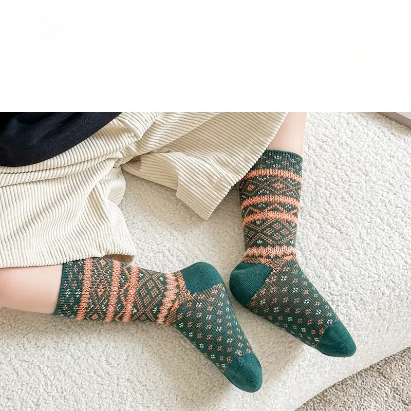 Color: Brown, Size: 10-12T - Three Pairs of Spring and Autumn New Children's Double Needle Double Road Boneless Zero Line Combed Cotton Comfortable Socks