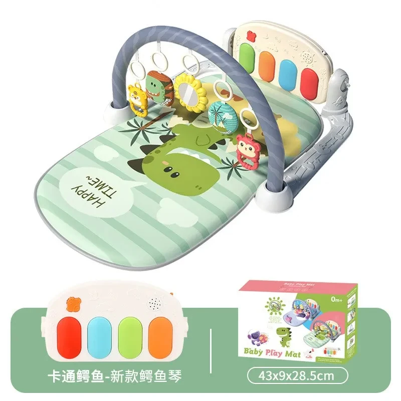 Color: Burgundy - Baby Fitness Frame Floor Mat Newborn Piano Crawling Blanket Pedal Children Play Mat Rack Crawling Blanket Infant Play Rug Gifts