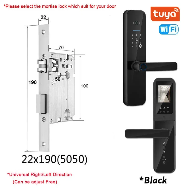 Color: BLUE MIST, Ships From: CHINA - New! Tuya Wifi Digital Electronic Smart Door Lock With Biometric Camera Fingerprint Smart Card Password Key Unlock