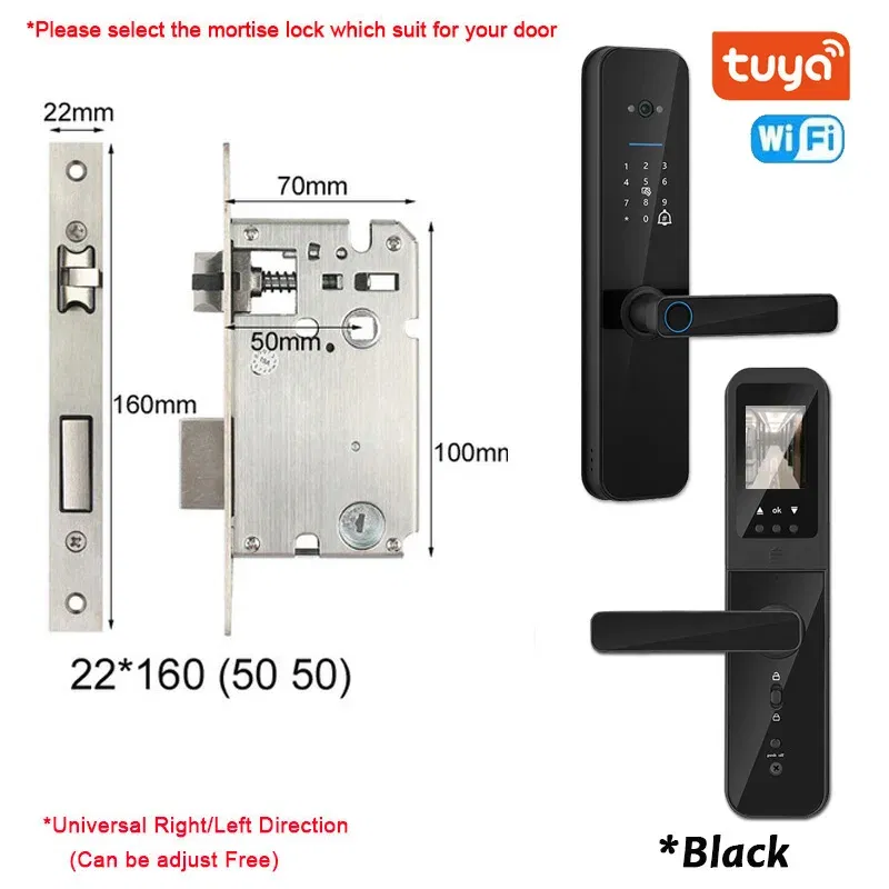 Color: BLUE MIST, Ships From: CHINA - New! Tuya Wifi Digital Electronic Smart Door Lock With Biometric Camera Fingerprint Smart Card Password Key Unlock