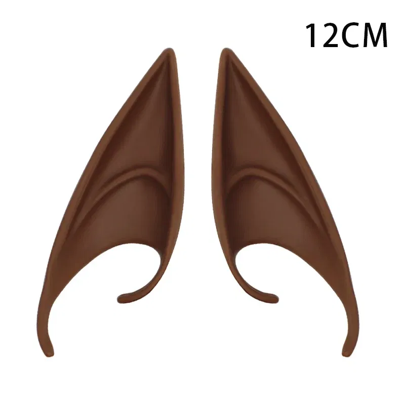Color: Burgundy - 1Pairs Cosplay Latex Fairy Angel Elf Ears Halloween Masquerade Party Costumes Halloween Party Decoration Supplies Photo Props