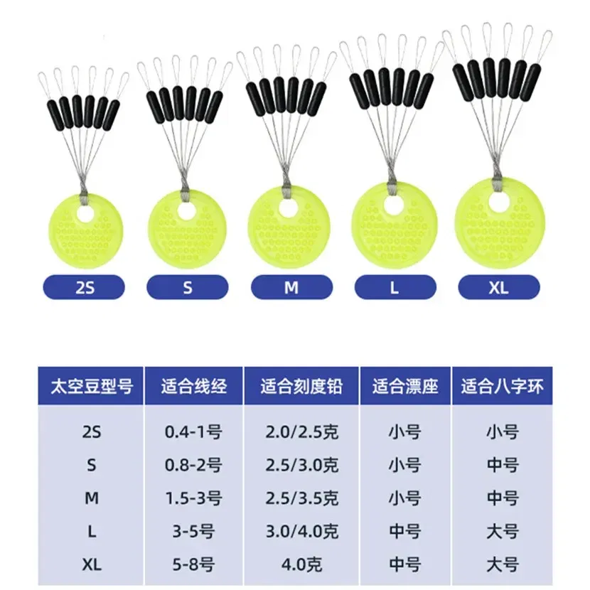 Color: WHITE - 10 groups (60pcs) 0.4-8.0# Fishing Line Stopper Silicone Space Bean Stopper Fishing Float Anti-Strand Fishing Bobber Float