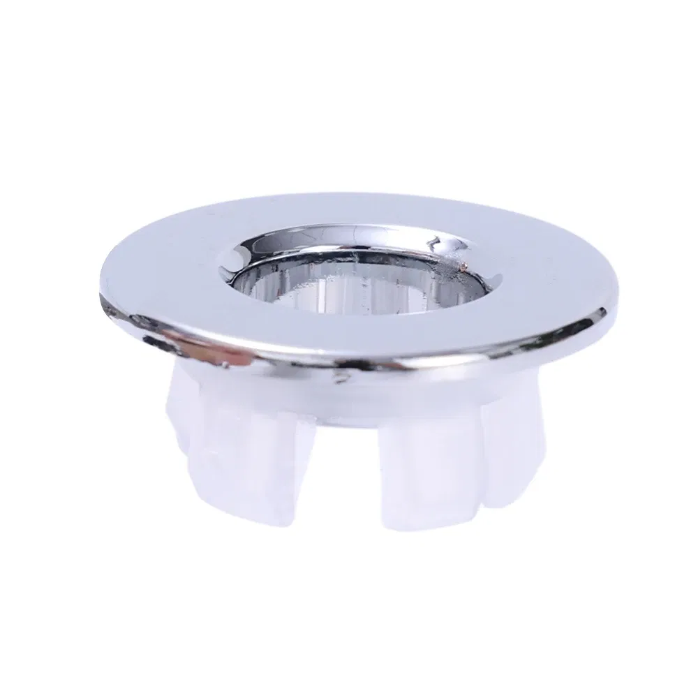 Color: WHITE - Bathroom Basin Faucet Sink Overflow Cover Brass Six-foot Ring Insert Replacement Hole Cover Cap Chrome Trim Bathroom Accessories