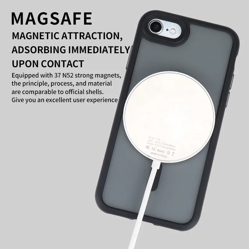 Color: GRAY, Material: EVA - Magnetic Luxury Matte Translucent Armor Shockproof Case For iPhone 7 8 SE2 SE3 7Plus 8Plus For Magsafe Wireless Charge Cover