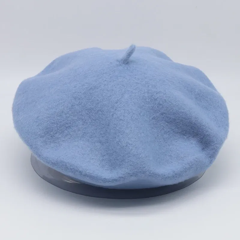 Color: PURPLE, Hat Size: One Size - Wool Thick Berets Artist French Beret Women Painter Hat Girls Female Warm Walking Cap