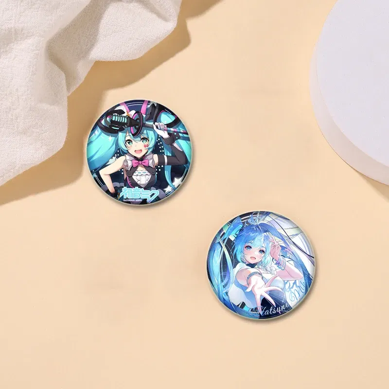 Color: light green, Size: M - 58/44/32mm Miku Anime Round Pins Cartoon Badges Cosplay Handmade Tinplate Brooch on Backpack Clothes Chest Ornament Gifts