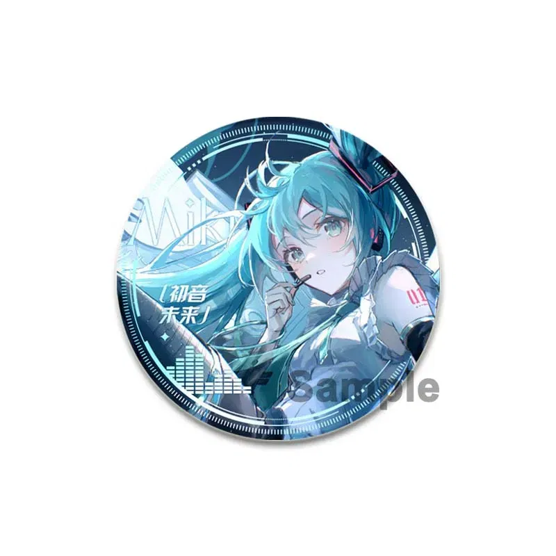 Color: light green, Size: M - 58/44/32mm Miku Anime Round Pins Cartoon Badges Cosplay Handmade Tinplate Brooch on Backpack Clothes Chest Ornament Gifts