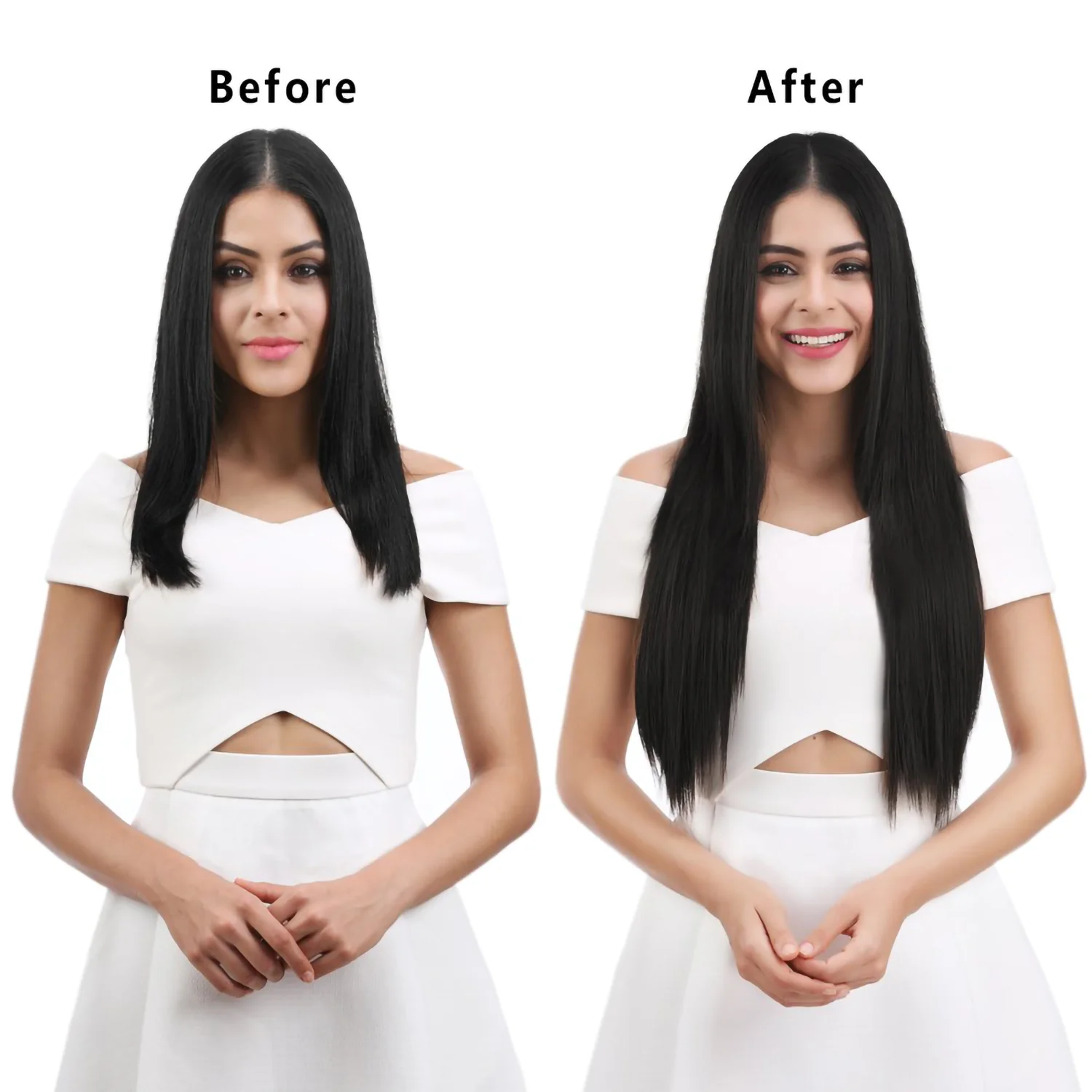 Color: T1B/613, Stretched Length: 24inches - 24Inch 16 Clips in Hair Extensions Long Straight Hairstyle Synthetic Blonde Black Hairpieces Heat Resistant False Hair Daily Use
