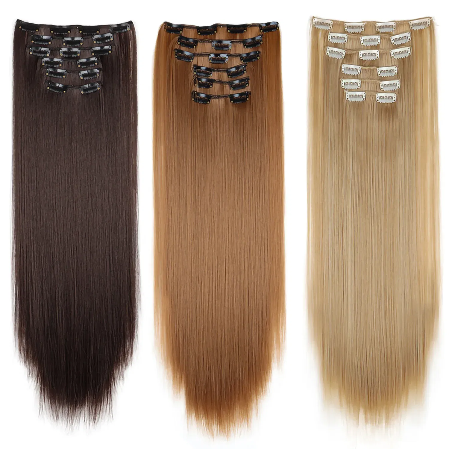Color: T1B/613, Stretched Length: 24inches - 24Inch 16 Clips in Hair Extensions Long Straight Hairstyle Synthetic Blonde Black Hairpieces Heat Resistant False Hair Daily Use