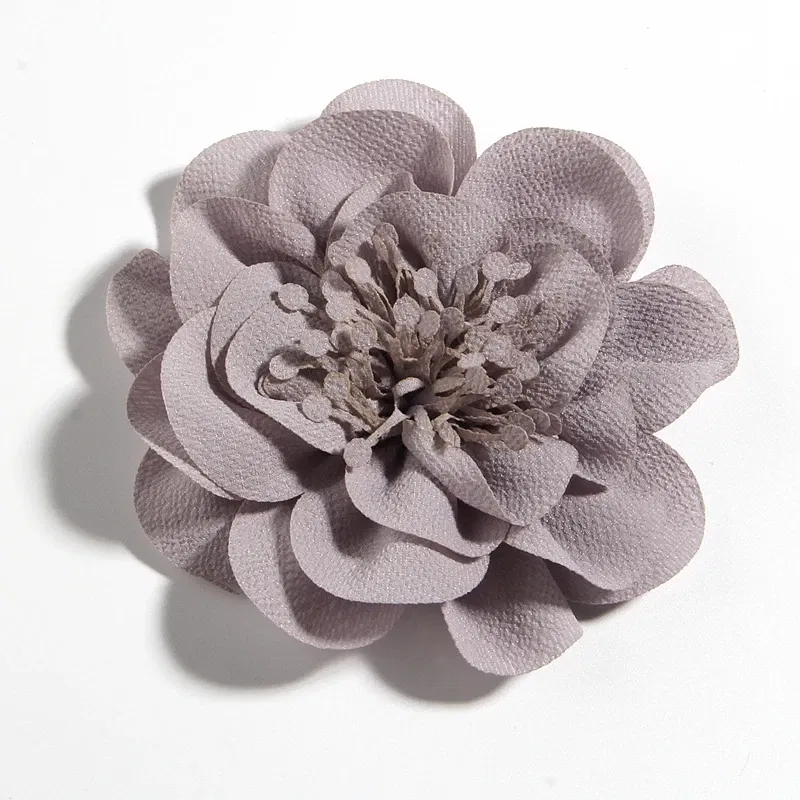 Color: PURPLE - 1PC 10CM 3.8" Big Chiffon Flowers Hair Clips Hairpins Handmade Artificial Rolled Rose Fabric Flower For Girls Head Accessories