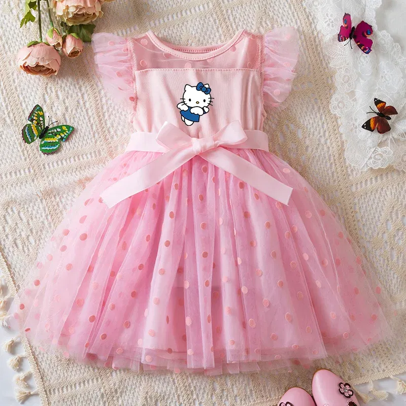 Color: Navy Blue, Size: XL - Hello Kitty 2-6Y Baby Girl Dress Princess Mesh Skirt Summer Sleeveless Wedding Party Dresses for Girls Summer
