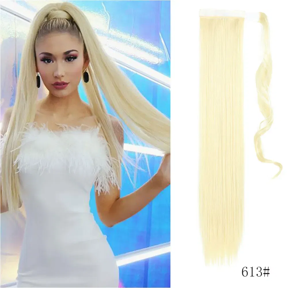Color: #144 - LINWAN Synthetic Long Straight Wrap Around Clip In Ponytail Hair Extension Heat Reistan Pony Tail Fake Hair