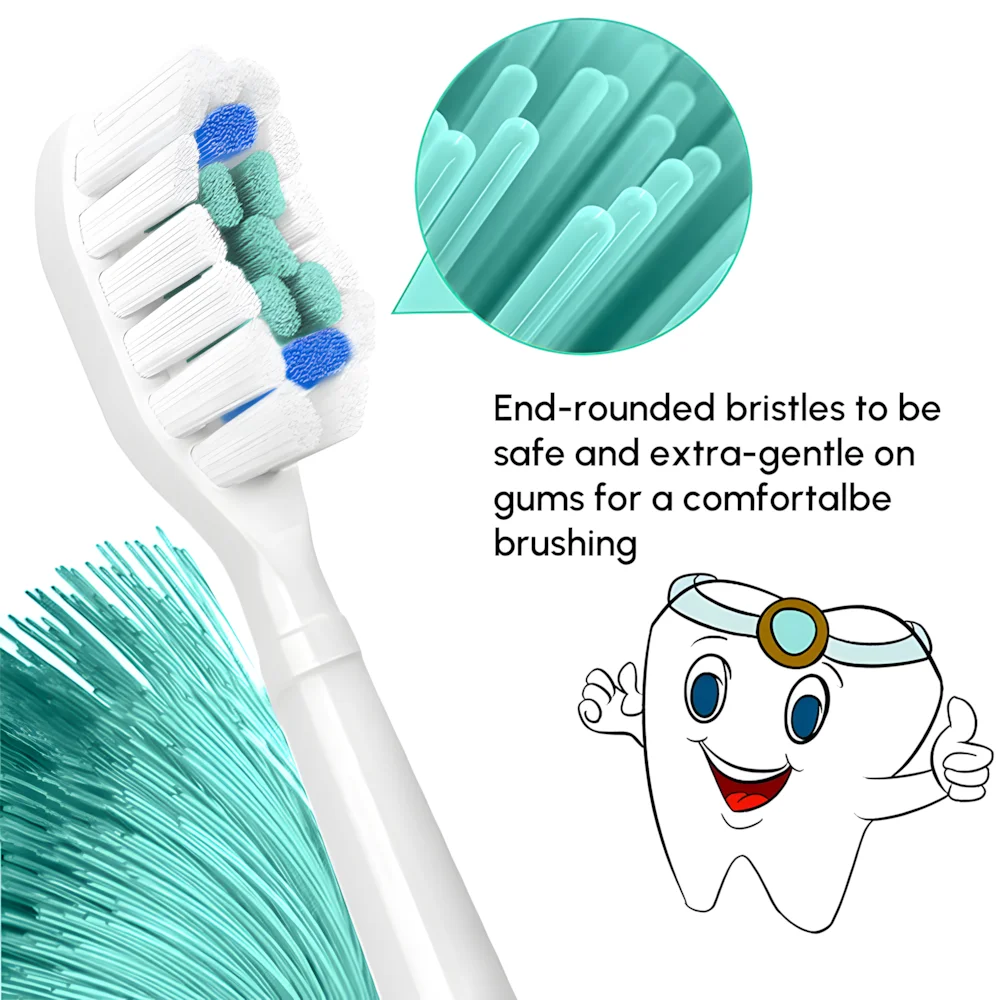 Color: Light Grey - Replacement Toothbrush Heads Compatible with Philips Sonicare Electric Toothbrush Brush Head 1100 2100 4100 5100 5300 6100 7500