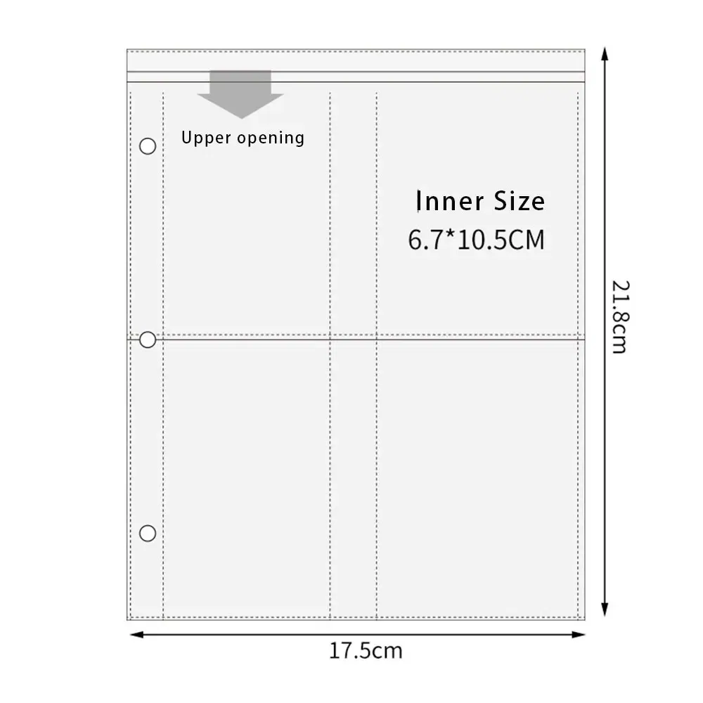 Color: Yellow - A5 3/7 Ring Photocards Binder Sleeve 1/2/4/6 Pockets Clear Acid Free 6x4 Photo Album Refill Pages Trading Card Postcard Sleeve