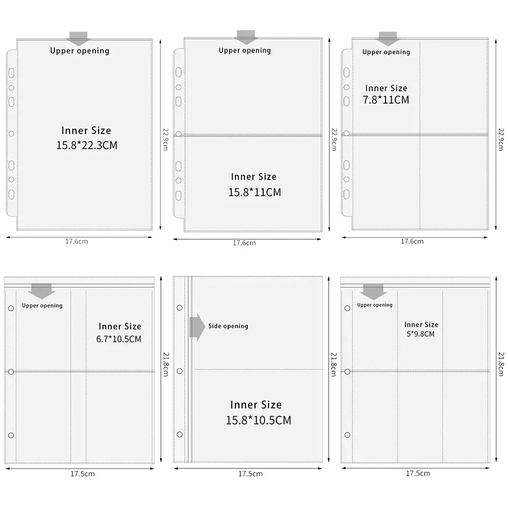 Color: Yellow - A5 3/7 Ring Photocards Binder Sleeve 1/2/4/6 Pockets Clear Acid Free 6x4 Photo Album Refill Pages Trading Card Postcard Sleeve