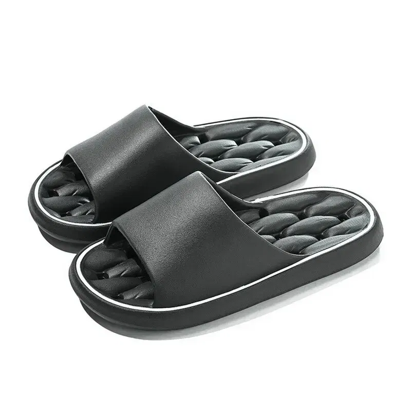 Color: black, Shoe Size: 42 - Bathroom House Slippers Leaking Quick-Drying Shower Slipper Light Weight Waterleaky Beach Flip Flops Women Swimming Slides